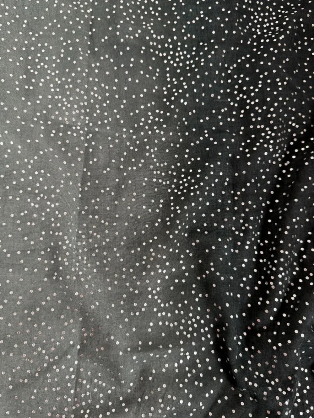 Silver Polka Dot Scarf With Fringe - 72x26 Inches - Lightweight Accessory